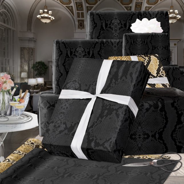 Papel De Regalo Negro Sobre Negro Exótico Boa Constrictor Piel de  (Subido por el creador)