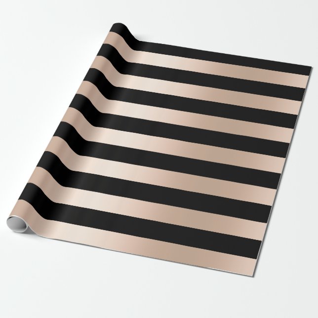 Papel De Regalo Negro subió polluelo moderno elegante del oro (Desenrollado)