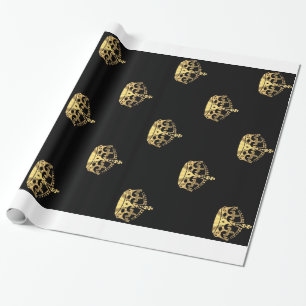 Papel De Regalo Negro y modelo de la corona del oro