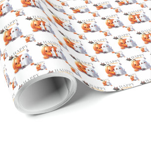 Papel De Regalo Negro y Naranja Feliz Halloween