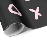 Papel De Regalo Negro y Rosa Bebé X O XO XO's Monas Modernas<br><div class="desc">papel de envolver personalizado</div>
