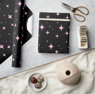 Papel De Regalo Negro y rosa simple minimalista