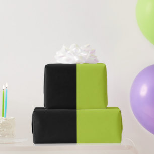 Papel De Regalo Negro y verde neón