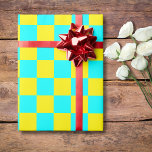 Papel De Regalo Neon Cyan Yellow Checkered Checkerboard Vintage<br><div class="desc">Papel de envolvimiento de vintage de tablero de chequeo de color blanco y amarillo neón</div>