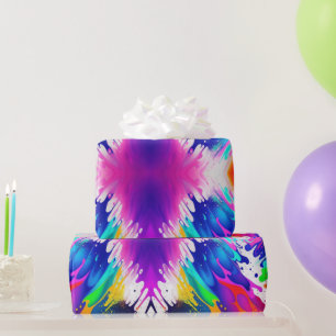 Papel De Regalo Neon, Faux Glow in the Dark, Paint Splatter
