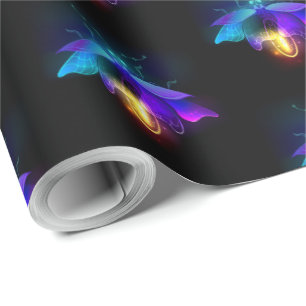 Papel De Regalo Neon Firefly en negro