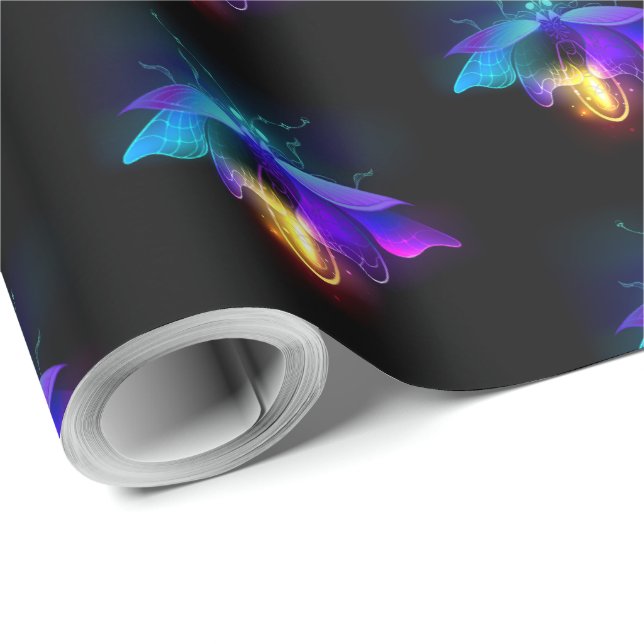 Papel De Regalo Neon Firefly en negro (Esquina del rollo)