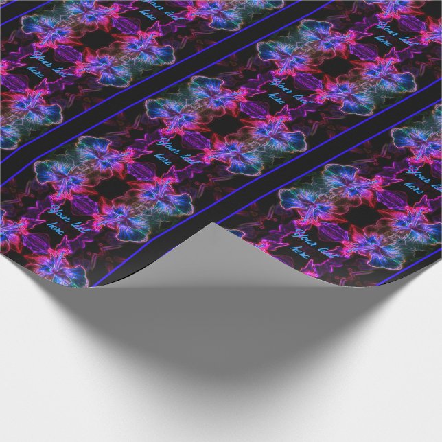 Papel De Regalo Neon Hibiscus Abstract Flower Art Personalizado (Esquina)
