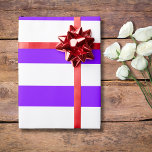 Papel De Regalo Neon Indigo y White Wide Horizontal Strift<br><div class="desc">Papel de envolver a rayas horizontales de neón índigo y blanco</div>