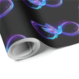 Papel De Regalo Neon Infinity Symbol with Glowing Hummingbird