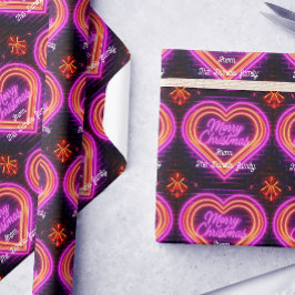 Papel De Regalo Neon Merry Christmas Personalizado