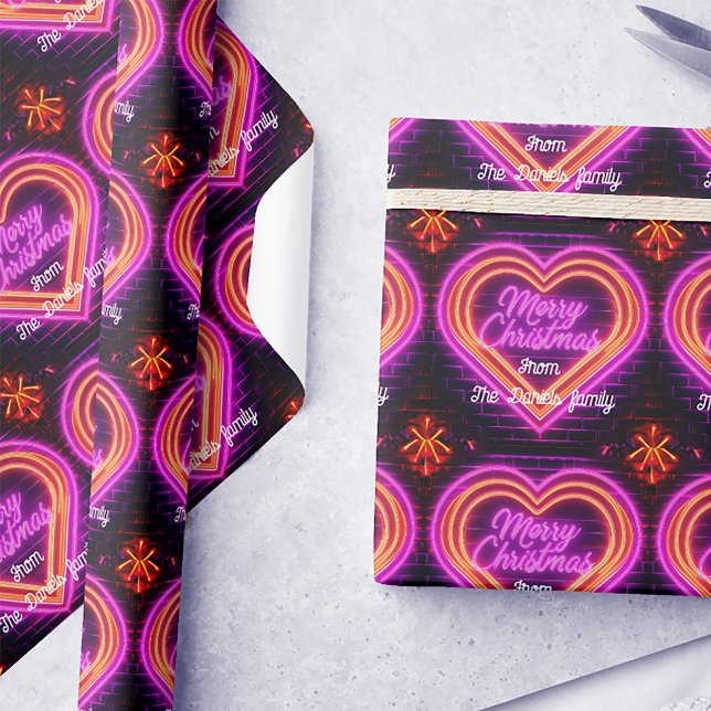 Papel De Regalo Neon Merry Christmas Personalizado (Subido por el creador)