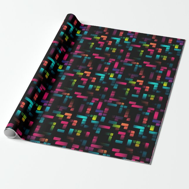 Papel De Regalo Neon Pixel Brick (Desenrollado)