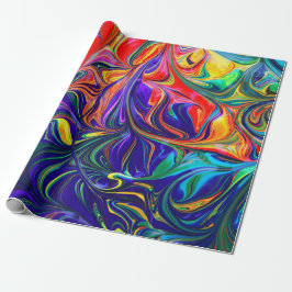 Papel De Regalo Neon Psychedelic Swirls Colores Arcoiris