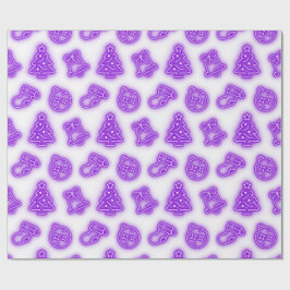Papel De Regalo Neon Purple Navidades en blanco