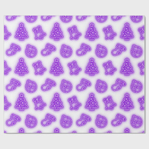 Papel De Regalo Neon Purple Navidades en blanco