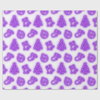 Papel De Regalo Neon Purple Navidades en blanco