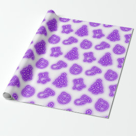 Papel De Regalo Neon Purple Navidades en blanco