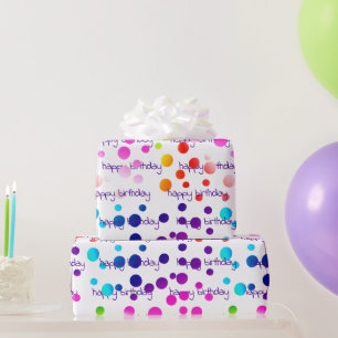 Papel De Regalo Neon Rainbow Birthday Polka Dots