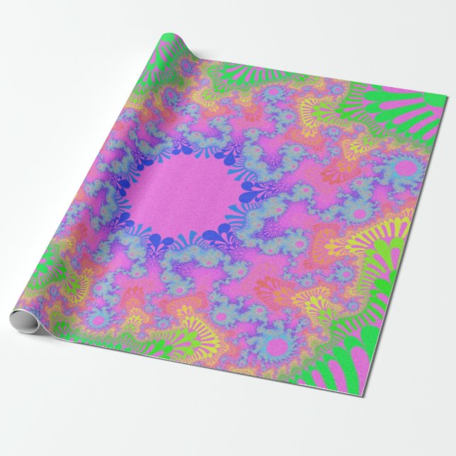 Papel De Regalo Neon Rainbow Sunburst (Desenrollado)