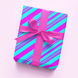 Papel De Regalo Neon rayas rosa y azul moda moderna elegante