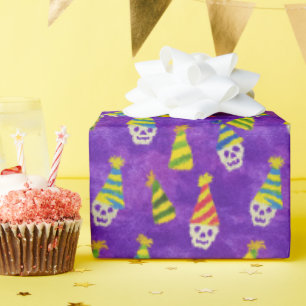 Papel De Regalo Neon Skull Fiesta Cono