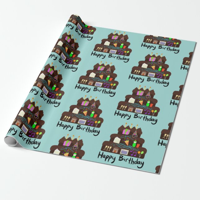 Papel De Regalo Nerdy Birthday Neural Network (Desenrollado)