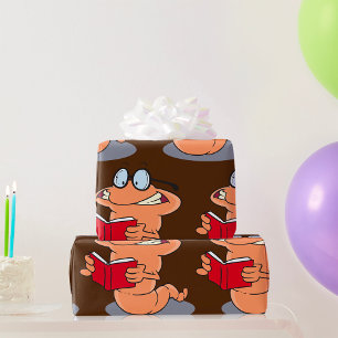 Papel De Regalo Nerdy Bookworm leyendo un libro