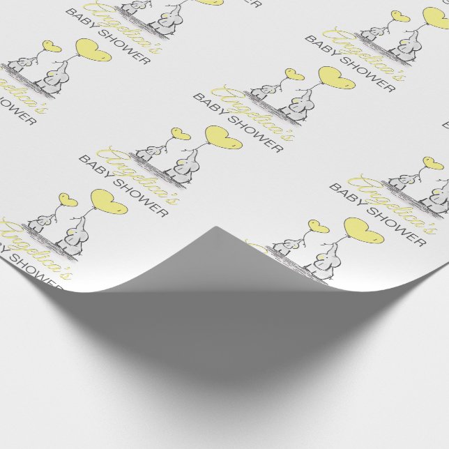 Papel De Regalo Neutral amarillo personalizado del elefante de (Esquina)