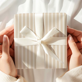 Papel De Regalo Neutral Beige White Stripes