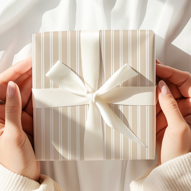 Papel De Regalo Neutral Beige White Stripes (Subido por el creador)