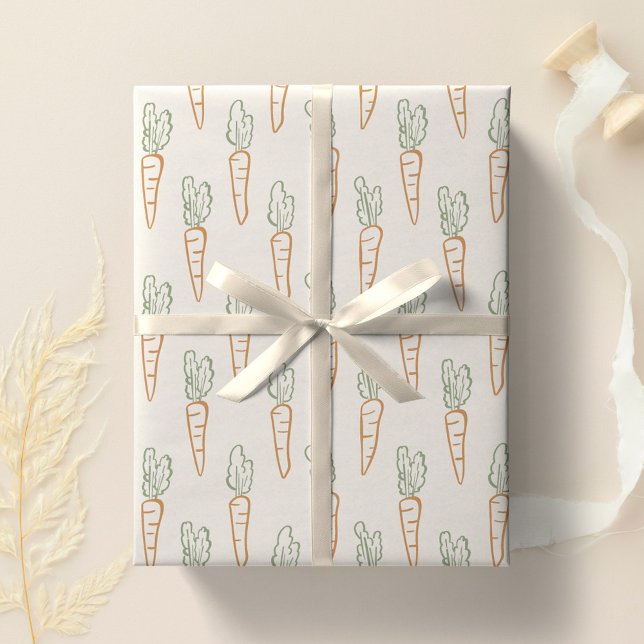 Papel De Regalo Neutral Easter Pattern Carrot Spring Garden Beige (Subido por el creador)