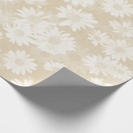 Papel De Regalo Neutral Tan White Daisies Floral