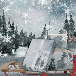 Papel De Regalo Nevada Night Sky Winter Woodland Forest Snowflakes