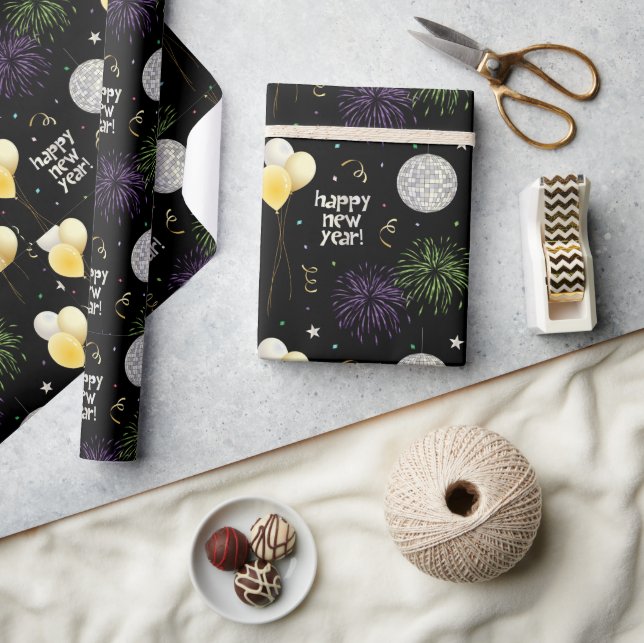 Papel De Regalo New Year Party Balloons Wrapping Paper (Artesanía)