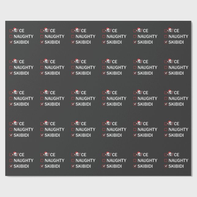 Papel De Regalo Nice Naughty Skibidi Funny Christmas Gen Alpha  (Superficie plana)