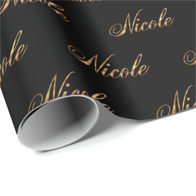 Papel De Regalo Nicole gold Design Lettering Geschenkpapier (Esquina del rollo)