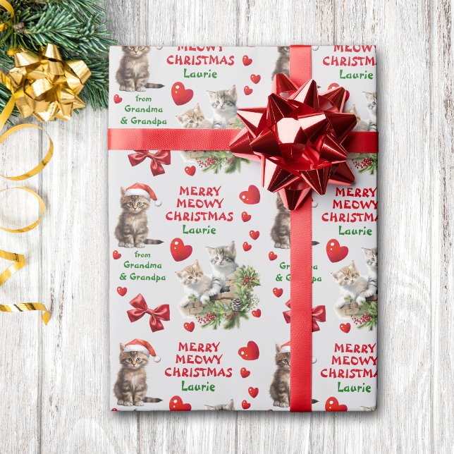 Papel De Regalo Nieto de los Navidades Kittens Merry Meowy (Subido por el creador)