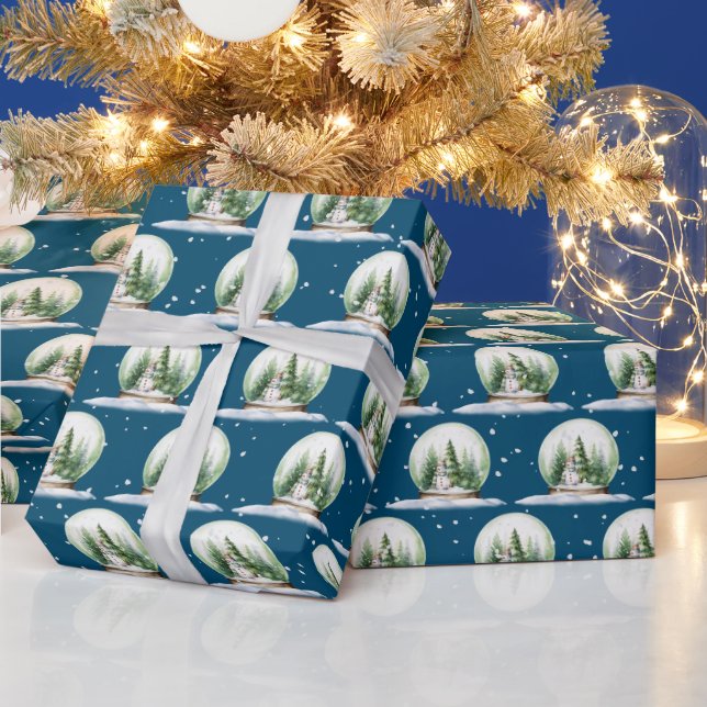 Papel De Regalo Nieve acuarela en Globe de nieve (Vacaciones)