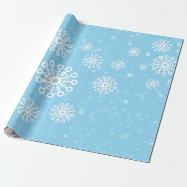 Papel De Regalo Nieve en el cielo azul (Desenrollado)