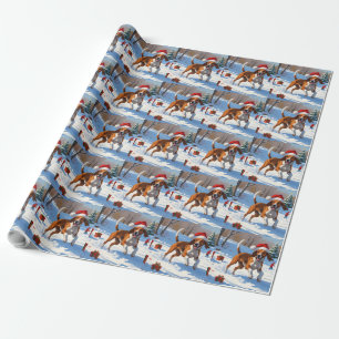 Papel De Regalo Nieve festiva de Navidades de Foxhound ingleses es