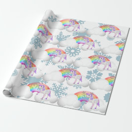 Papel De Regalo Nieve mágica de unicornio arcoiris es dulce