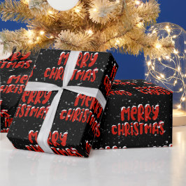 Papel De Regalo Nieve navideña amarga en negro