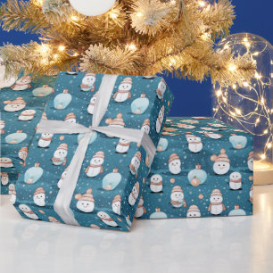 Papel De Regalo Nieve Nieve Ornamentos de Navidad Navidades azules