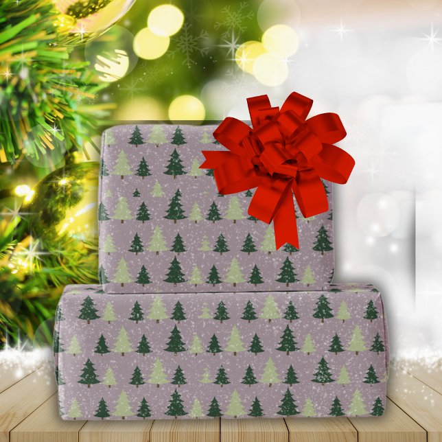 Papel De Regalo Nieve suave y árboles verdes de Navidad (Subido por el creador)