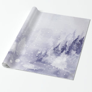 Papel De Regalo Nieve violeta en el paisaje invernal