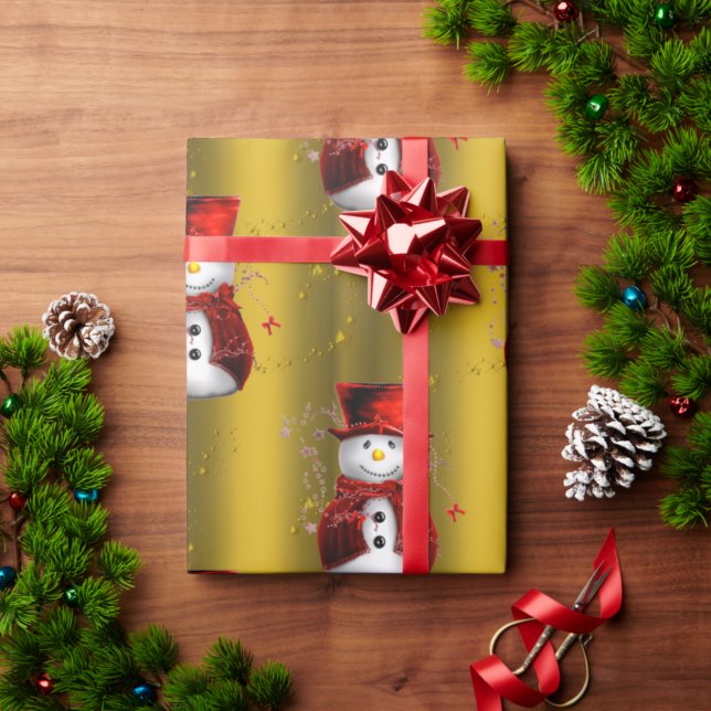 Papel De Regalo Nieves rojas en Navidades de oro (Subido por el creador)
