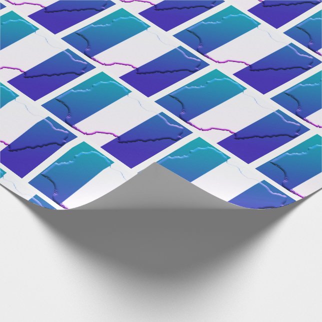 Papel De Regalo NIGERIA Patriótica FLAG MAP Azul Verde azulado (Esquina)