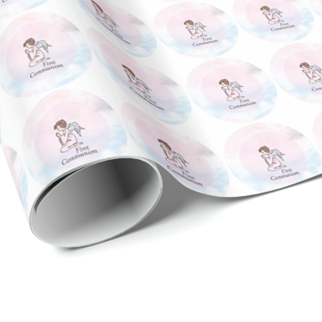 Papel De Regalo Niña, Ángel de Primera Comunión (Esquina del rollo)