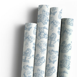 Papel De Regalo Niña azul de Jouy Vintage